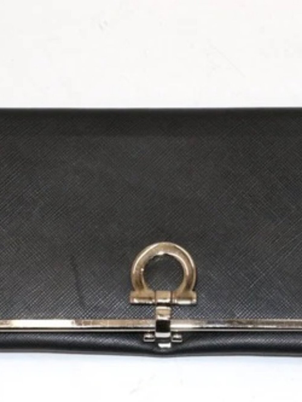 Salvatore Ferragamo Saffiano Leather Gancini Continental Wallet - Black